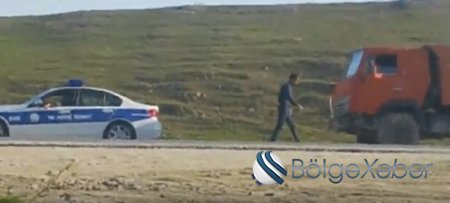 Yol polisləri ilə "Kamaz" sürücülərinin "mehriban görüşü" - VİDEO