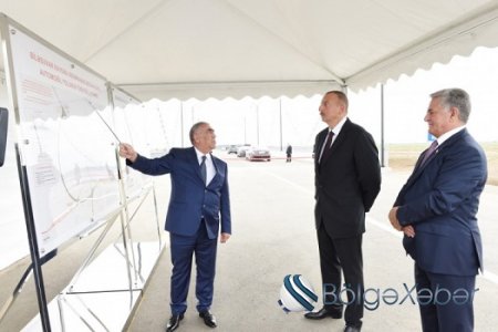 Prezident İlham Əliyev Biləsuvarda avtomobil yolunun açılışında iştirak edib