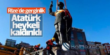 Türkiyədə Atatürkün heykəli götürüldü - FOTOLAR