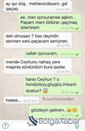 “WhatsApp” yazışması: “Ay qız düş, məhlənizdəyəm...” - FOTO