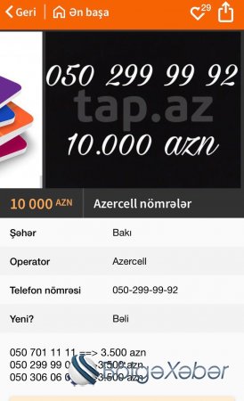Azərbaycanda 60 min manata mobil nömrə - Foto