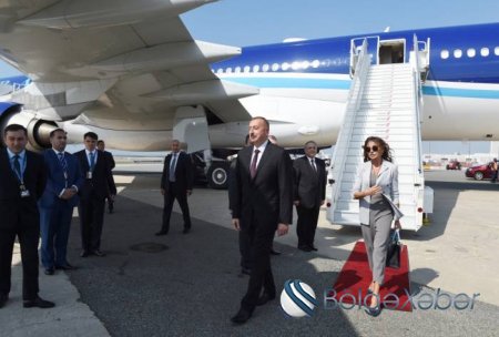 Prezident İlham Əliyev xanımı ilə Amerikaya gedib