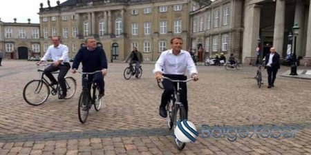 Makron Danimarkada velosipedlə gəzintiyə çıxdı (VİDEO)