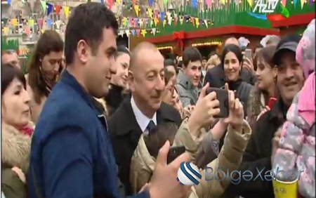 Prezident bayram şənliyində vətəndaşlarla görüşdü (VİDEO)