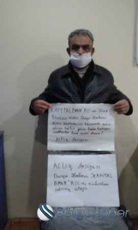  "Kapital Bank"ın Ucar filialının müdirindən şikayət -"Özbaşınalığa etiraz olaraq aclıq aksiyasına başladım"(FOTO)