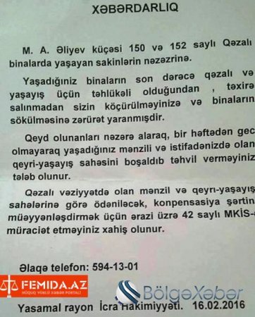 Yasamalda iki bina təcili sökülür