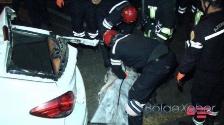 Bakıda ağır qəza: Sürücü “Chevrolet”də yanaraq öldü - FOTO