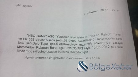 NBC Bank-ın vətəndaşa görünməmiş tələsi: - “borcun yoxdur” deyib arayış verdilər və...