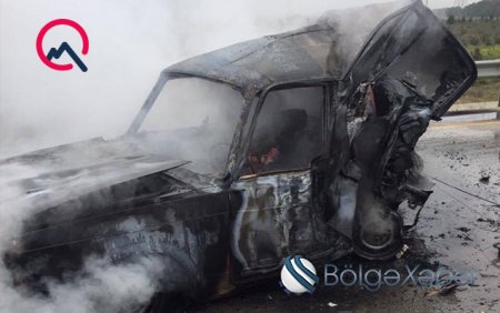 3 nəfərin yandığı avtomobil Kəbirənin klinikasına məxsusdur - FOTOLAR