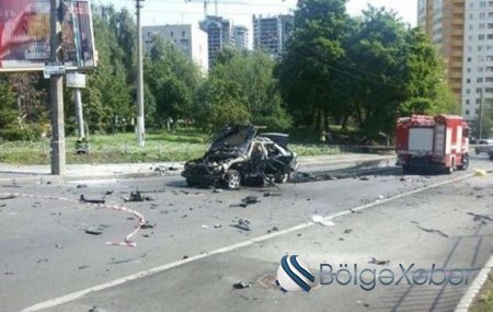 Kiyevdə yüksək vəzifəli zabitin avtomobili partladıldı – VİDEO