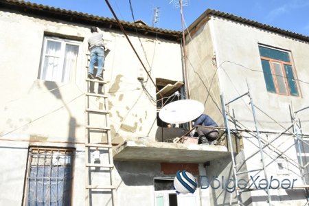 Ağstafa şəhərində çoxmənzilli yaşayış binalarının təmiri işləri davam etdirilir