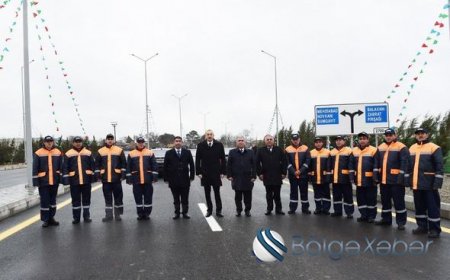Prezident İlham Əliyev Bakıda yol açılışında (FOTOLAR)