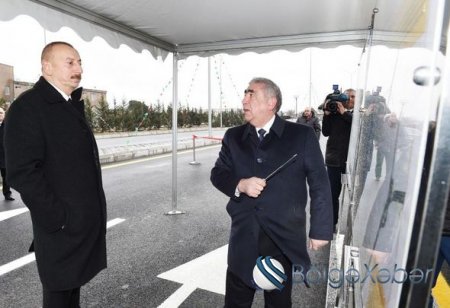 Prezident İlham Əliyev Bakıda yol açılışında (FOTOLAR)