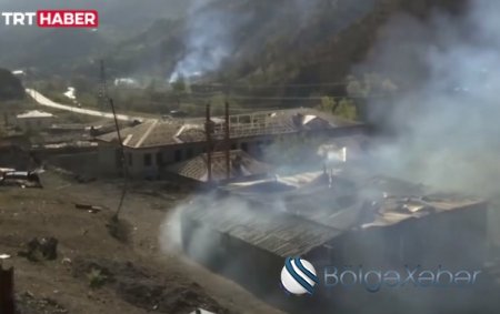 Ermənilər Ağdamda evləri yandırırlar - VIDEO