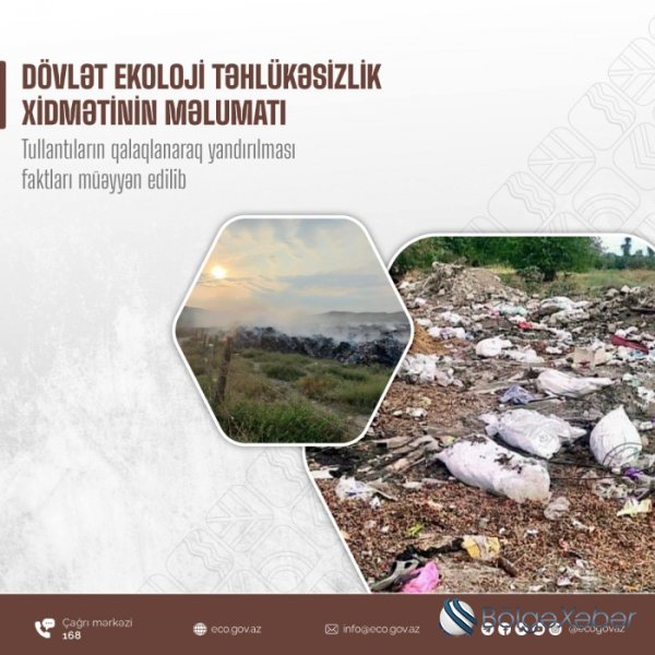 Dövlət Ekoloji Təhlükəsizlik Xidmətinin məlumatı