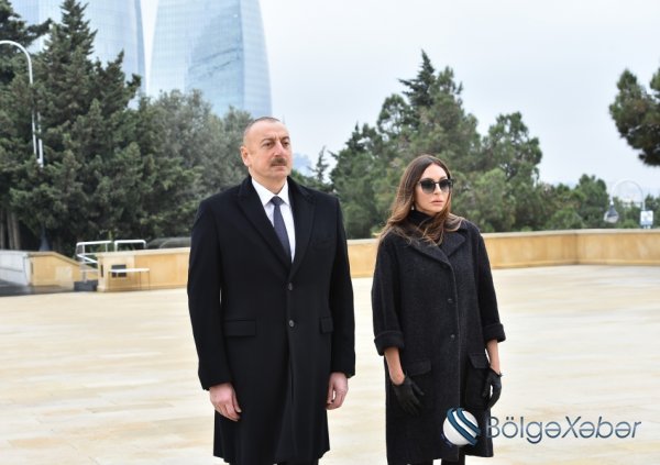İlham Əliyev və xanımı Zəfər parkında