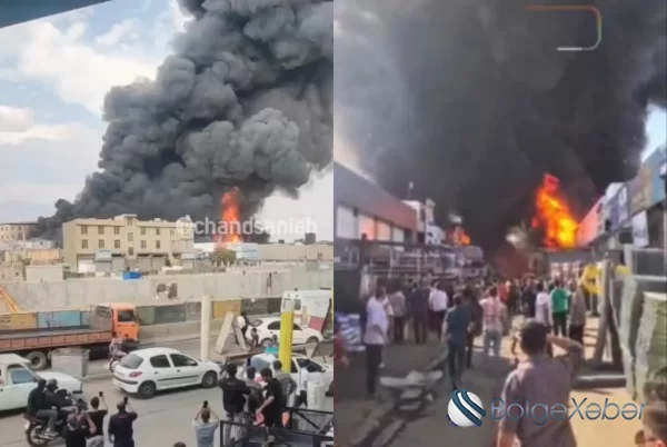 Məşhur bazarda güclü yanğın baş verib